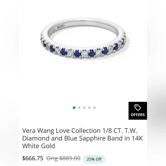 Vera Wang Diamond Love Diamond and Blue Sapphire Band in 14K White Gold - Picture 8 of 8